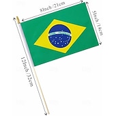 cheap World Soccer Match 2026-25Pack Small Brazil Flag Handheld Mini Brazilian Flag on Stick 5x8 Inch for Soccer World Summer Cup Match, Sports Events, Party Decorations, Fans Cheering