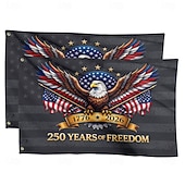 baratos 250º Aniversário-Conjunto de 2 bandeiras comemorativas do 250º aniversário dos Estados Unidos (1776-2026), bandeira patriótica americana para decoração de jardim, quintal ou casa.