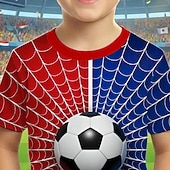 preiswerte Jungen 3D Sport &amp; Spiel-Jungen 3D Grafik Fußball Fußball-T-Shirts T-Shirt Kurzarm 3D-Druck Sommer Frühling Sport Mode Streetwear Kinder 4-12 Jahre Rundhalsausschnitt Lässig Täglich Outdoor Normale Passform