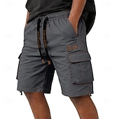 baratos Clássico-Homens Calças de carga Bermuda Cargo Calção Shorts casuais Bordado Bolsos Tecido Conforto Comprimento do joelho Casual Ao ar livre Streetwear Moda Roupa de rua Camuflagem cáqui Camuflagem - Verde