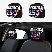 abordables 250º Aniversario-Funda para reposacabezas de coche conmemorativa del 250 aniversario, 2 unidades, conmemorativa de la Independencia de Estados Unidos (1776-2026), soporte espinal resistente para conducción de larga distancia, ajuste universal para coches, camiones y SUV.