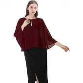 abordables Chal de Capa-Bolero Envolturas de la madre Envolturas de novia Envolturas de invitados de boda Capa Elegante damas Estilo formal Sin Mangas Gasa Velos de Boda Con Color Puro Para Diario Verano