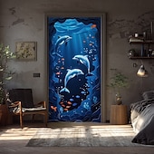 cheap Garage &amp; Door Banners-Posters Door Cover Outdoor Banners Dolphin Vacation 3D Party Dorm Teens Room College Dorm Guys Man Cave Frat Bedroom Shooting Backgrounds Home Decor