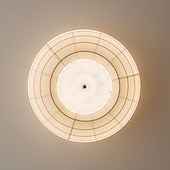 cheap Ring &amp; Round Design-Traditional Japanese Round Hardware Fabric Crystal LED Flush Mount Ceiling Light For Bedroom