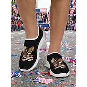  Men's Patriotic Breathable Mesh Slip-On Sneakers – Eagle and Flag Design for Parades, 4th of July, USA Anniversary and National Celebrations