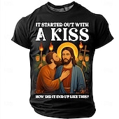  Heren Bijbel Het Begon Met Een Kus Judas Kust Jezus Religieuze Parodie Grafisch T-shirt Hoe Is Het Zo Eindegekomen Grappige Christelijke Meme Casual Geschenk Designer Kleding Apparel