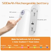 billige Toalettlys-2 stk. smarte bevegelsessensorer for toalett, oppladbare med USB-kabel, vanntette LED-lamper for innendørs bruk, soverom, stue, trapp, gang, entré, omgivelsesbelysning på badet