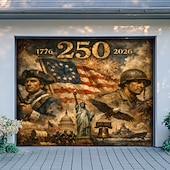 baratos Capa de Porta de Garagem-4 de julho de 2026 250º Dia da Memória Tapeçaria Banners Capa de Porta da Garagem Águia Bandeira Americana Impressão 3D Festa Moderna Patriótica Fundo de Tiro Presente Decoração da Casa