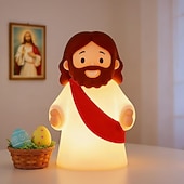 abordables Veilleuses pour chambre d'enfant-Veilleuse petit Jésus, mini lampe Jésus en silicone, veilleuse à intensité variable pour chambre d'enfant, lampe tactile rechargeable, idéale comme cadeau de Noël, de Pâques ou de baptême