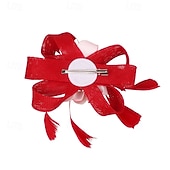 billige Fascinatorer-fascinators Linfrø Bryllup Bursdag Årgang søt stil Retro Rød Med Fjær Blomst Hodeplagg Hodeplagg