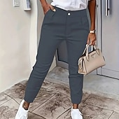 abordables Pantalones de pierna recta-Mujer Pantalones Pantalones de verano Pantalones de playa Pantalones casuales Vacaciones Moda Casual / Diario Hasta el Tobillo Media cintura Plano Cremallera Bolsillo Comodidad Suave Transpirable