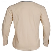 levne Ležérní tričko Henley-Pánské Tričko Tričko Henley Bavlněné plátěné tričko Dlouhý rukáv Henley Léto Jaro Barevné bloky Vinobraní Šik ven stylové Slátanina Barevné bloky Knoflíky Ležérní Denní Venkovní Bílá Černá Khaki Top