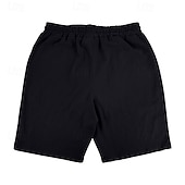 cheap Holiday-Men's Shorts Linen Shorts Summer Shorts Beach Shorts Drawstring Elastic Waist Buttons Plain Solid Comfort Breathable Knee Length Daily Outdoor Beach Vacation Fashion Black White Inelastic