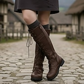 Недорогие Обувь-Средневековый Эпоха возрождения Стимпанк Ботинки Кельтский рыцарь Маскарадный костюм Жен. Хэллоуин Карнавал Выступление РИЖД Рен Фэйр Взрослые Туфли