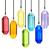 cheap Wall Sculptures-7pcs Crystal Sunlight Catchers Prism Indoor Window Hanging Decoration Rainbow Glass Prism Sunlight Catcher Decor for Home Garden