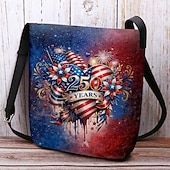 cheap Accessories-Women's Polyester Flocked Crossbody Bag with Adjustable Strap, Patriotic 250th Anniversary &amp; Independence Day Design, Perfect for Daily Casual Use and American Celebration Events
