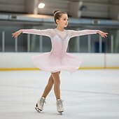 economico Abiti da Pattinaggio Artistico-Abito da pattinaggio artistico Ragazze Pattinaggio sul ghiaccio Vestito Rosa Patchwork Schiena aperta Elasticizzato Allenamento Competizione Vestiti da pattinaggio sul ghiaccio Classico Cristallo