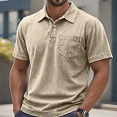 economico Polo classica da uomo-T-shirt da Uomo SoftFade™ 100% Cotone con Effetto Lavaggio Acerbo Maglietta Golf Casual per Vacanze Colletto Polo a Coste Manica Corta Moda Base Piana Vintage Distressed Estate Primavera Vestibilità
