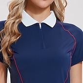 billige Dame skjorte-Dame Lapper Atletisk skjorte POLO T-skjorte Tanktopp Tennisskjorte Kortermet Quarter Zip Elastisk Svettereduserende Pustende Tennis Golf Pickleball Aftæpning Topper Mørkeblå Tennis klær