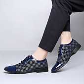 abordables Chaussures Derby-Chaussures décontractées à lacets en similicuir rouge à motifs pour hommes, élégantes et stylées, parfaites pour le travail, les soirées et le quotidien.