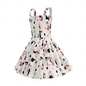 tanie Sukienki-Lata 50. Retro / vintage Do kolan Sukienka Rockabilly Rozkloszowana sukienka Bez rękawów Strój na bal maskowy Dla dziewczynek Halloween Karnawał Bal maskowy Studniówka Wieczorna impreza Przyjęcie