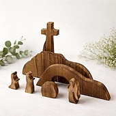 economico Pasqua-Tomba vuota, scena pasquale e decorazione a croce, set di scene di resurrezione pasquale in legno, decorazioni per presepe di Gesù per regali religiosi da tavolo per ufficio domestico e cristiani
