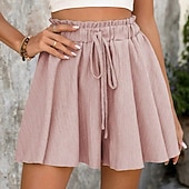 cheap Hot Shorts-Women's Shorts Summer Shorts Beach Shorts Casual Shorts Vacation Fashion Basic Short Mid Waist Drawstring Elastic Waist Wide Leg Comfort Quick Dry Soft Micro-elastic Streetwear Beach Holiday Pink
