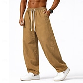 economico pantaloni casual-Per uomo Pantaloni Pantaloni casual 100% cotone Pantaloni Larghi Pantaloni lavati con acido Coulisse Elastico in vita Semplice Comodità Traspirante Lunghezza intera Casuale Quotidiano All'aperto Moda