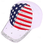 economico 250° Anniversario degli Stati Uniti-Cappellino da baseball patriottico con bandiera americana e strass a forma di stella, cappellino regolabile da uomo e donna, cappello da sole per esterni, 4 luglio, Giorno dell'Indipendenza, 250°