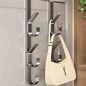 baratos Arrumação e Organização-Conjunto de 2 ganchos para porta, ideais para organizar e otimizar o espaço em banheiros e apartamentos. Feitos em aço carbono, não precisam de furos. Perfeitos para pendurar toalhas, roupas e chapéus