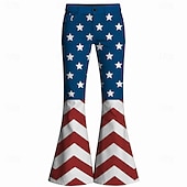  250° anniversario USA Retrò Vintage Anni '70 Pantaloni Pantaloni a zampa d'elefante Hippie Disco Vita alta Zigzag Costume Per donna Mascherata 4 Luglio Feste Giorno dell'Indipendenza Adulti Pantaloni