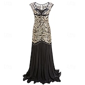 abordables Vestidos de los años 20-Rugido 20s 1920s Hasta el Tobillo Vestidos Vestido de noche Vestido de fiesta de graduación Sin Mangas El gran Gatsby Tallas Grandes Invitado a la boda Lentejuelas Disfraz Mujer Carnaval Mascarada