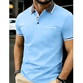 economico Polo classica da uomo-Per uomo Polo Maglia da golf Casuale Streetwear Bavero Manica Corta Essenziale Moderno Blocco di colori Tasca Bottoni Estate Primavera Vestibilità regolare Nero Bianco Giallo Borgogna Blu marino