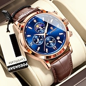 זול שעוני קוורץ-882 שעון גברים חדש, שעון כרונוגרף רב תכליתי קוורץ עם שלב ירח