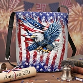 abordables Accessoires-Sac bandoulière femme en polyester, bandoulière ajustable, imprimé audacieux d'aigle et de drapeau américain, parfait pour le 250e anniversaire des États-Unis, la fête de l'indépendance et au quotidien.