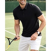זול חולצת גברים-בגדי ריקוד גברים אחיד חולצת ספורט חולצת טניס שרוולים קצרים ייבוש מהיר מתיחה פתילת לחות נושם טניס גולף פיקלבול צווארון פולו צמרות אפור כהה שחור ורוד בגדי טניס