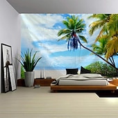 billige Havstrand Teppe-tropisk strand kokosnøttre landskap billedvev naturskjønt veggteppe til soverom stue sovesal universitetsrom hjemmedekor fotobakgrunn