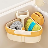 olcso Konyhai eszközök és kütyük-2 db-os tapadókorongos mosogató saroktartó, préselt mosogató szűrőkosár, automatikus ürítésű csepegtetőkosár, csapszivacs tartó, kivehető konyhai mosogató tárolórendszerező