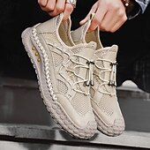 economico Sneakers Casual-Scarpe da ginnastica da uomo beige per attività all'aperto, con lacci, traspiranti, leggere e comode, ideali per escursionismo, viaggi, campeggio, passeggiate su sentieri, avventure all'aria aperta e per uno stile sportivo casual quotidiano.