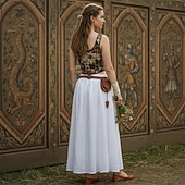 billige Topper-Kostymer i middelalderstil Renessanse Cottagecore Korsett Bodice Viking Bonde Blondér Blomstret Jacquardvevnad Kostyme Dame Keltisk fantasi Halloween Karneval Ytelse LARP Ren Faire Voksne Korsett