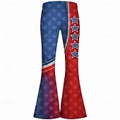  250° anniversario USA Retrò Vintage Anni '70 Pantaloni Pantaloni a zampa d'elefante Hippie Disco Vita alta Zigzag Costume Per donna Mascherata 4 Luglio Feste Giorno dell'Indipendenza Adulti Pantaloni