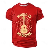  Musikfestival Herren Musik Lustig Gitarre T Shirt Kurzarm T-Shirt 3D-Druck Rundhalsausschnitt Hemd Mode Täglich Täglich Straße Blau Schwarz Rote Sommer Frühling Bekleidung S M L XL XXL XXXL