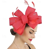 cheap Fascinators-Fascinators Fabric Wedding Birthday Elegant Vintage Cute With Feather Bowknot Headpiece Headwear