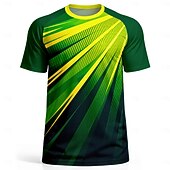  Voor heren Voetbalshirt Geometrisch Brazilië Truien Sportief T-shirt Zomer Korte mouw UPF 50 Sneldrogend Vochtregelerend Ademend Toernooi Voetbal Informeel Hardlopen Joggen Opleiding Groen