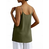 baratos Blusas Simples-Regata feminina com bolso, lisa, moderna, elegante, clássica, sem mangas, gola redonda, ideal para uso diário, passeios e fins de semana. Cores: azul, preta, branca, amarela, rosa. Verão e primavera.