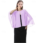 abordables Chal de Capa-Bolero Envolturas de la madre Envolturas de novia Envolturas de invitados de boda Capa Elegante damas Estilo formal Sin Mangas Gasa Velos de Boda Con Color Puro Para Diario Verano