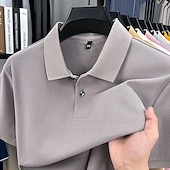 cheap Men's Classic Polo-Men's Polo Polo Shirts Casual Vacation Lapel Short Sleeve Fashion Modern Plain Buttons Plain Summer Spring Regular Fit Lake blue Black White Yellow Pink Red Polo