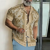 economico Modello etnico-Per uomo Paisley Stampa Floreale Etnico Camicia Camicia con Bottoni Camicia con collo camp Manica Corta Vintage Retrò Abbigliamento casual alla moda Vacanza Estate Primavera Colletto cubano Stampa 3D