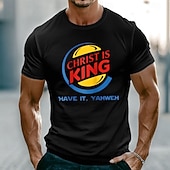  Men's Christ Is King Have It Yahweh Burger Logo Parody Funny Christian Religious Graphic T Shirt Muscle Fit Short Sleeve Casual Daily Wear Designer Clothing Apparel S M L XL XXL XXXL