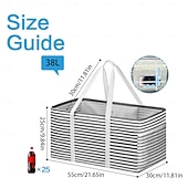 رخيصةأون التخزين والتنظيم-حقيبة تسوق كبيرة قابلة لإعادة الاستخدام سعة 38 لترًا مزودة بإطار سلكي &amp;حقيبة تسوق قابلة للطي مع مقابض، مثالية للتخزين والنزهات والشاطئ وغسيل الملابس &amp;منظم صندوق السيارة